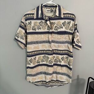 Vintage Kraft Kat Floral Striped Button Down Shirt Men’s Size Large Muted Colors